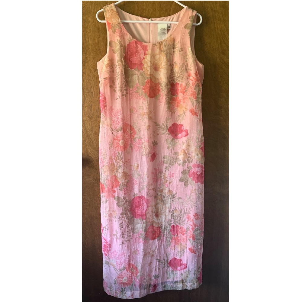 Vintage Lady Dorby Sz 12 Sheer Floral Sleeveless Maxi Dress Feminine Old Money